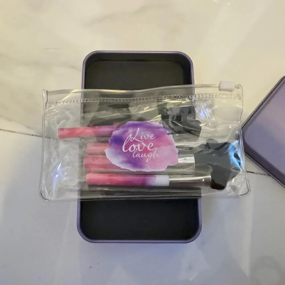 Purple Make-up box with brushes #16
